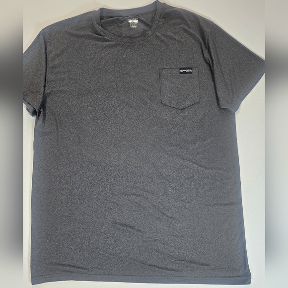 Spyder Shirt Mens Extra Large Gray Heather Pocket Tee Performance Lightweight - Picture 1 of 5